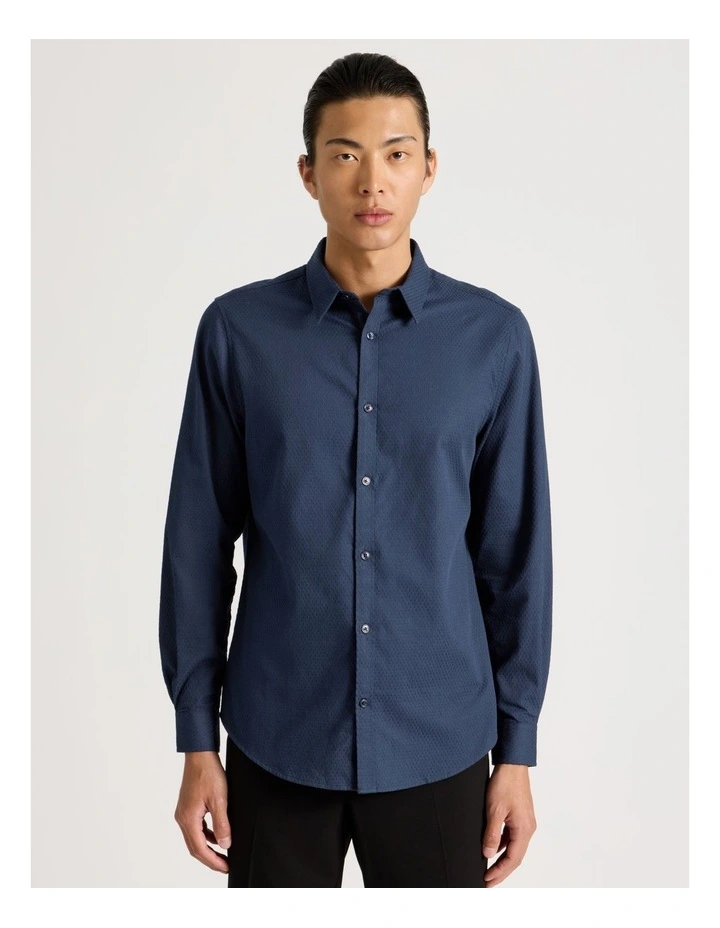 Long Sleeve Button Up Shirt in Navy image 4