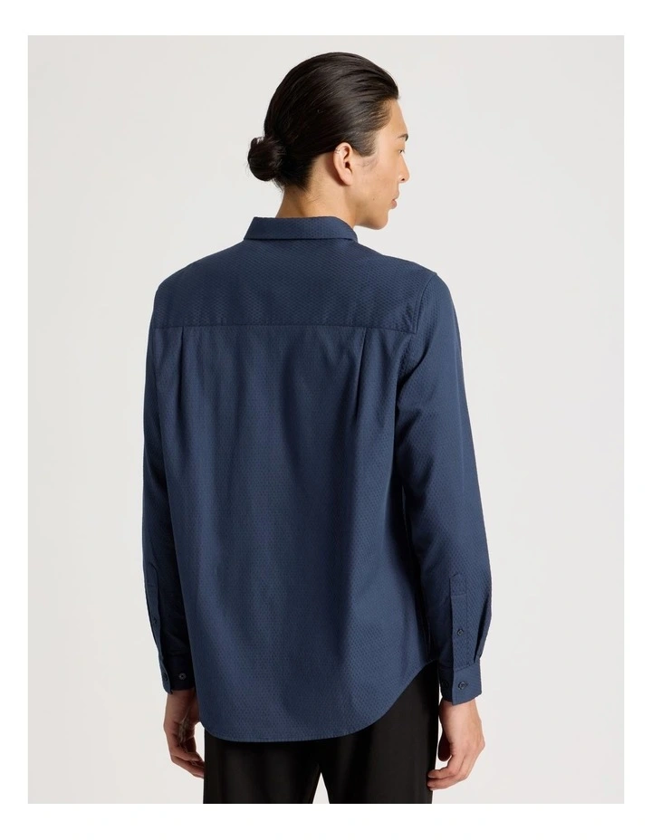 Long Sleeve Button Up Shirt in Navy image 5