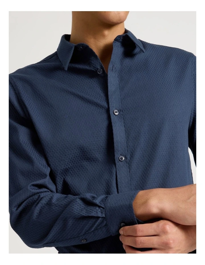 Long Sleeve Button Up Shirt in Navy image 6
