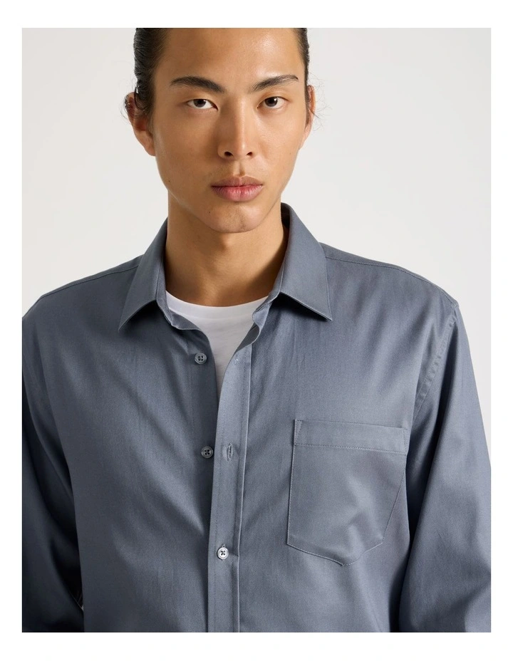 Long Sleeve With Chest Pocket Shirt in Blue image 6