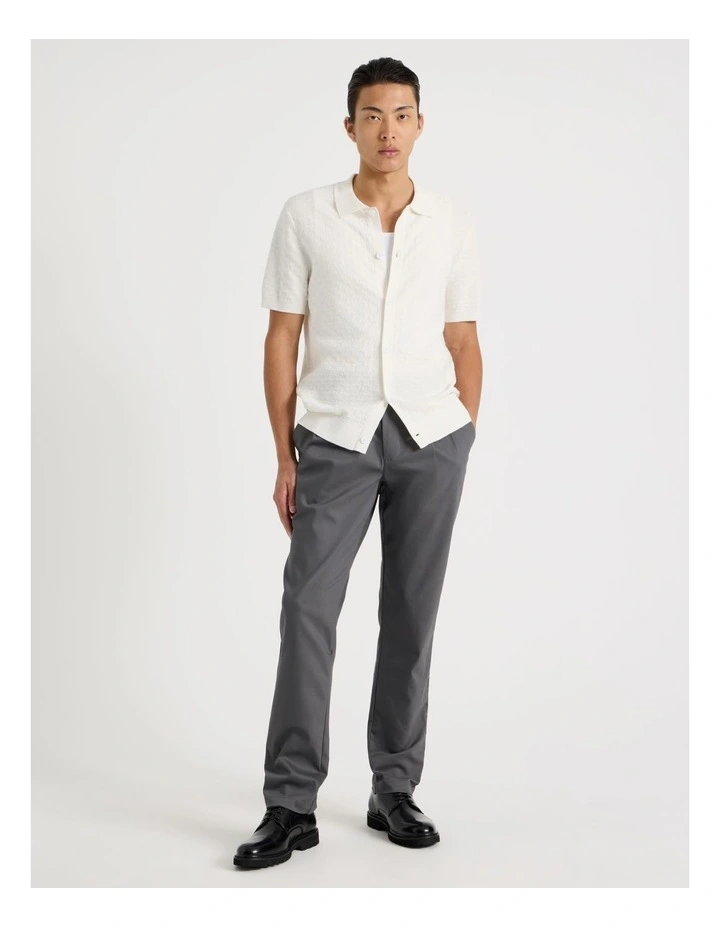 Knit Short Sleeve Shirt in Ecru image 3