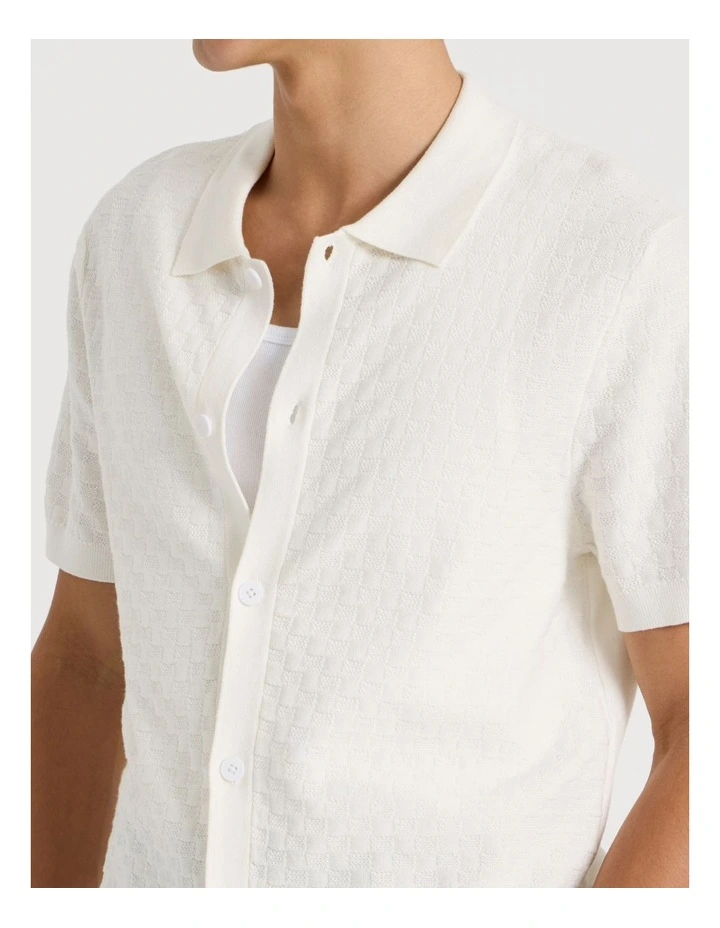 Knit Short Sleeve Shirt in Ecru image 4