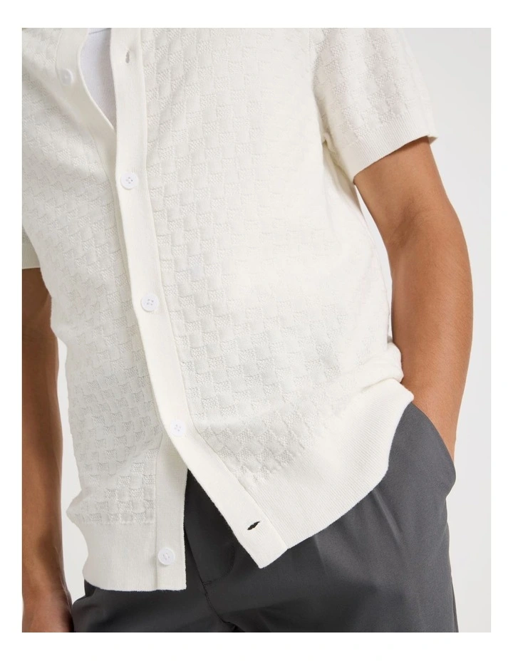 Knit Short Sleeve Shirt in Ecru image 7