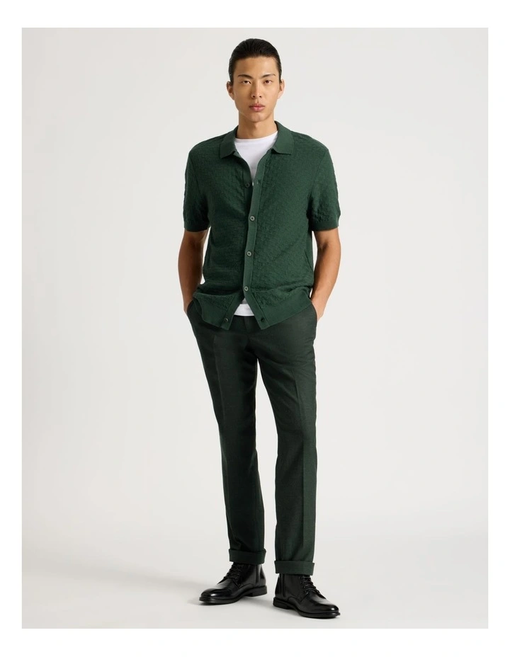 Knit Short Sleeve Shirt in Green image 2