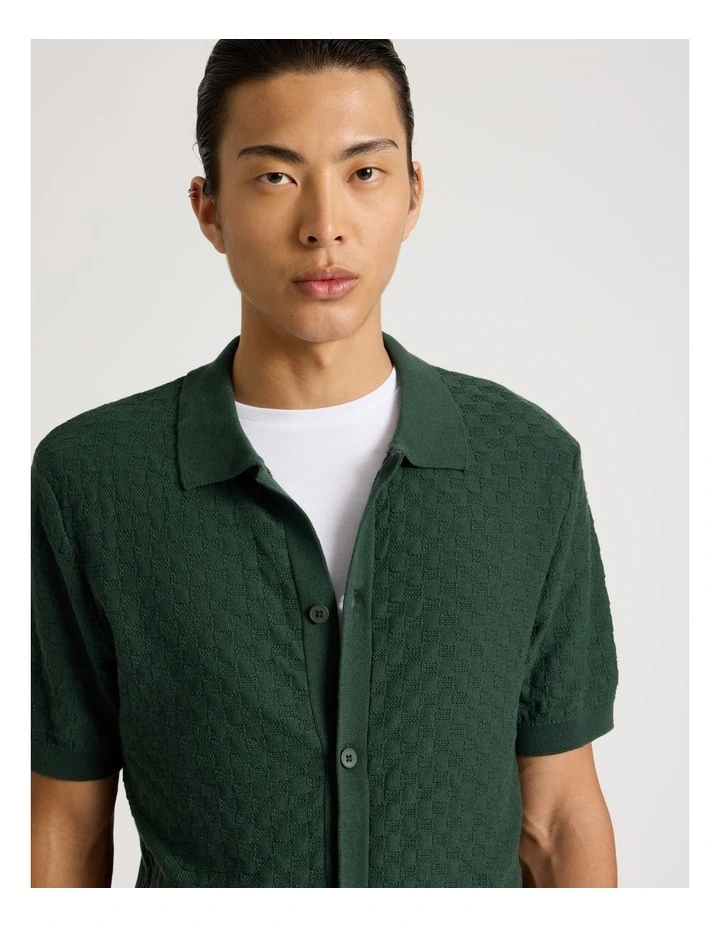 Knit Short Sleeve Shirt in Green image 3