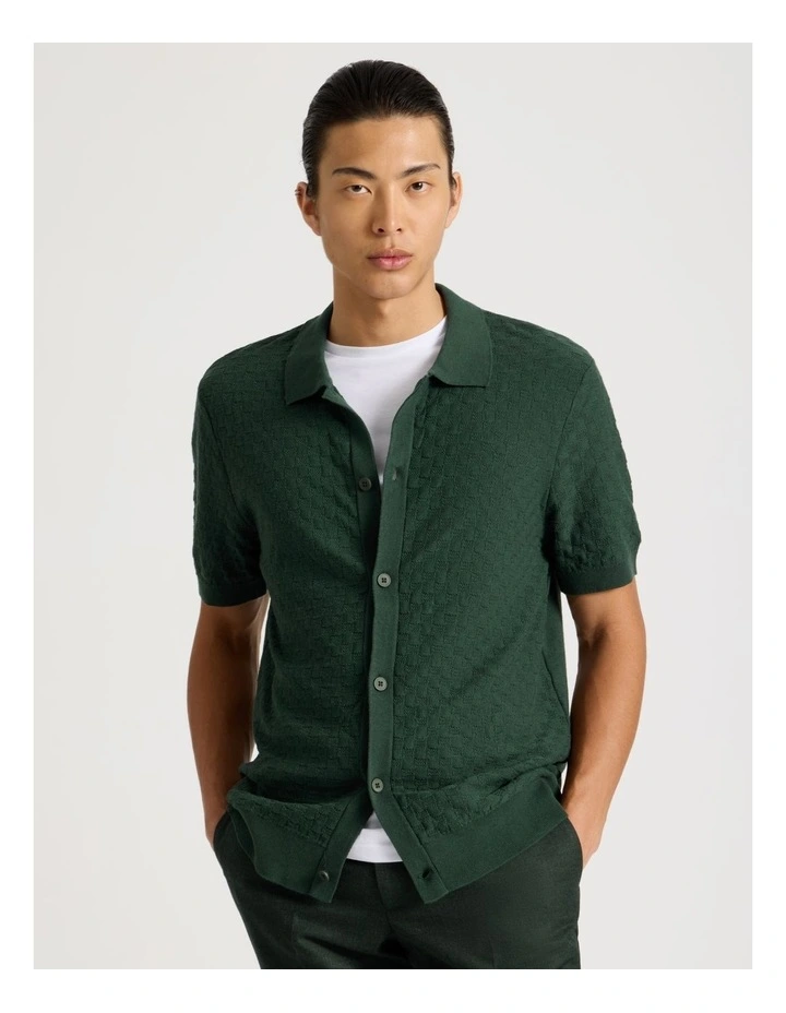 Knit Short Sleeve Shirt in Green image 4