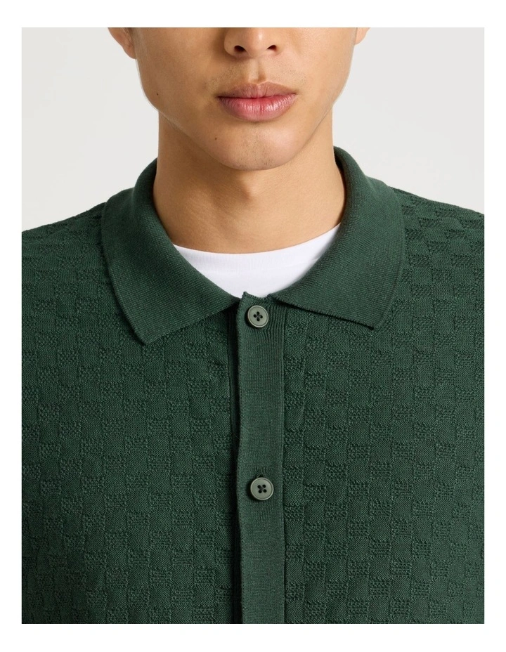 Knit Short Sleeve Shirt in Green image 7