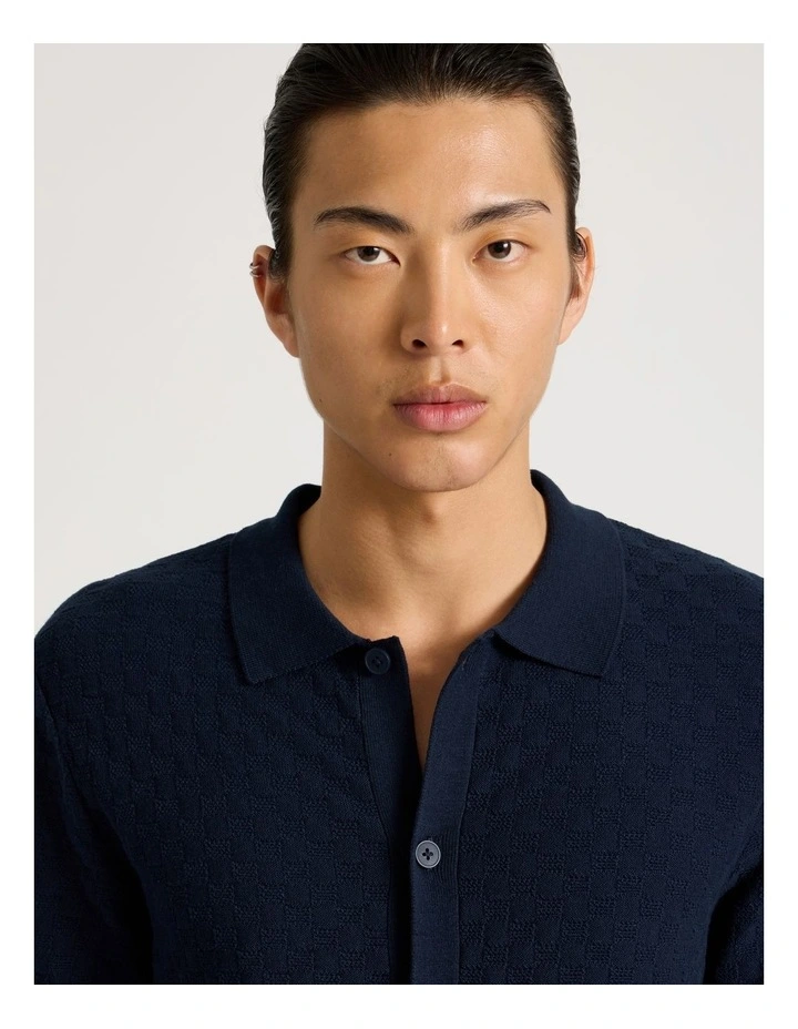 Knit Short Sleeve Shirt in Navy image 2