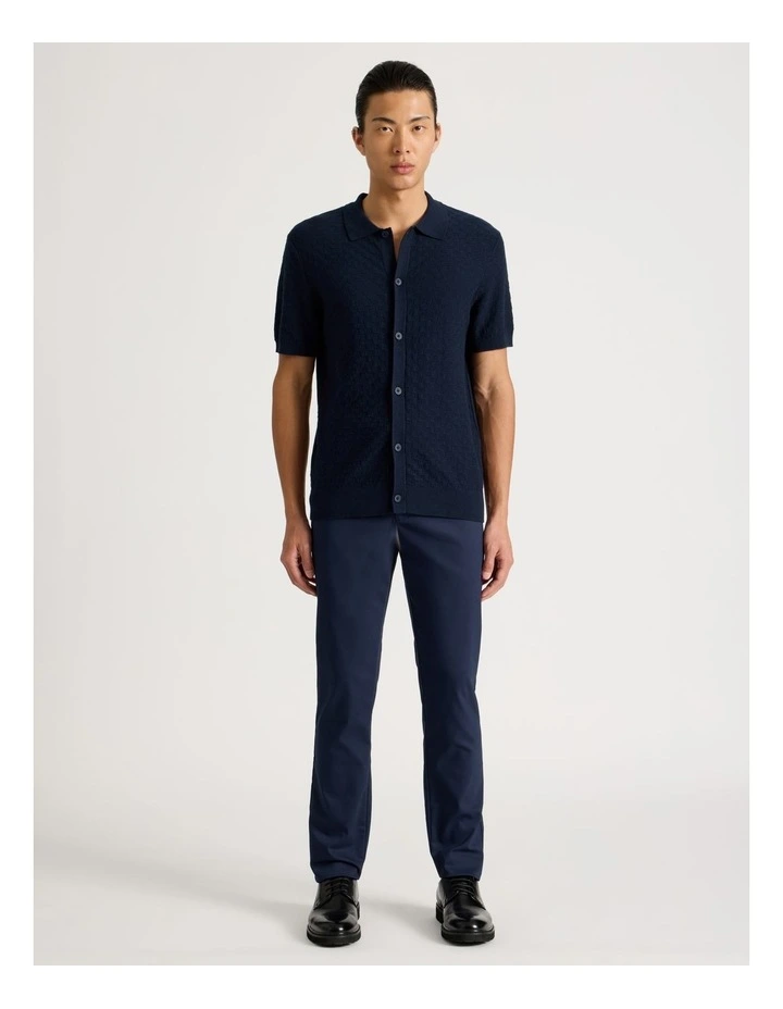 Knit Short Sleeve Shirt in Navy image 3