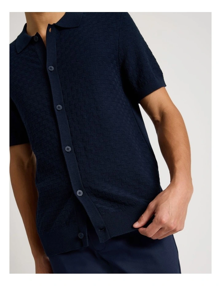Knit Short Sleeve Shirt in Navy image 5