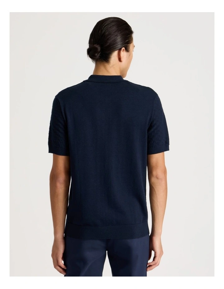 Knit Short Sleeve Shirt in Navy image 6