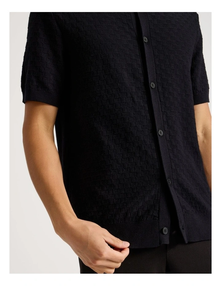 Knit Short Sleeve Shirt Black image 3