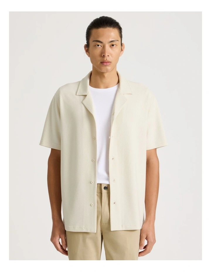 Relaxed Short Sleeve Textured Shirt in Ecru image 1