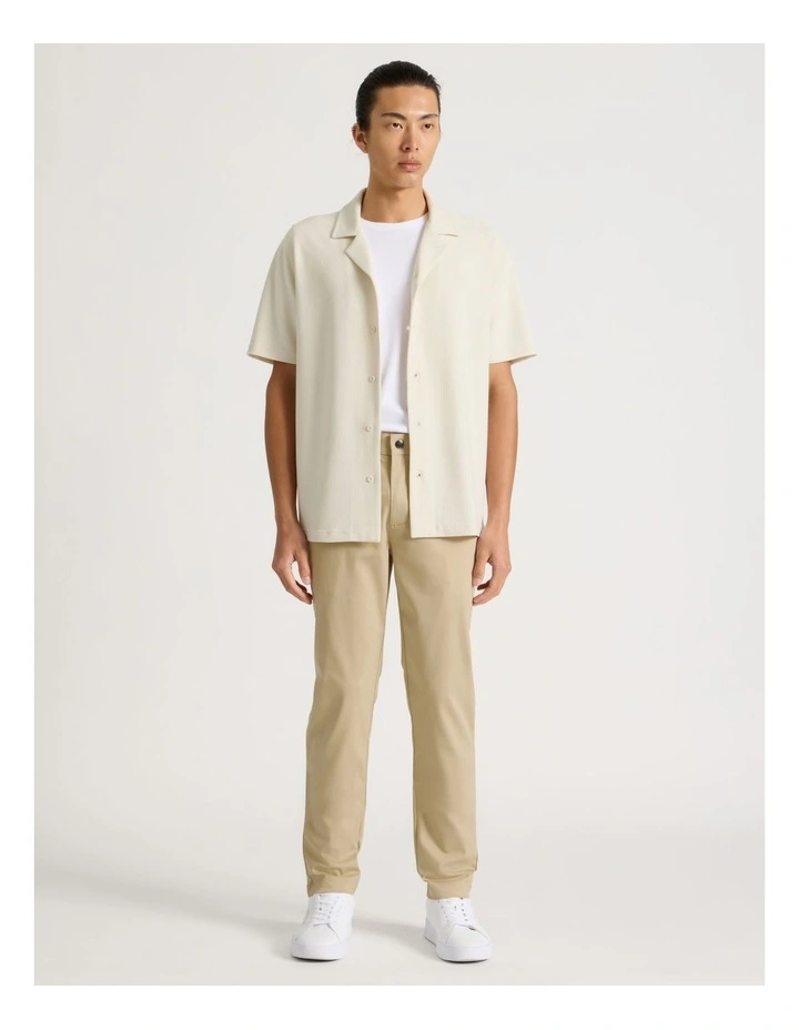 Relaxed Short Sleeve Textured Shirt in Ecru image 3