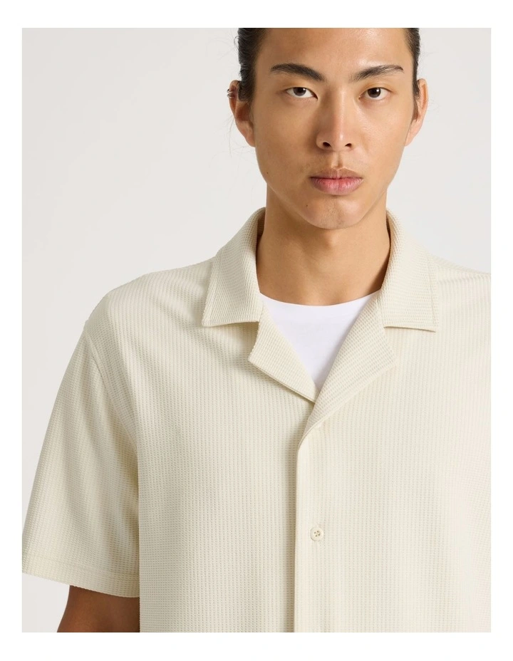Relaxed Short Sleeve Textured Shirt in Ecru image 4
