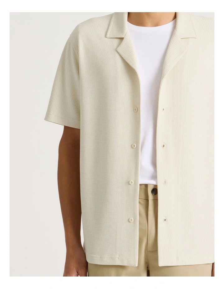 Relaxed Short Sleeve Textured Shirt in Ecru image 5