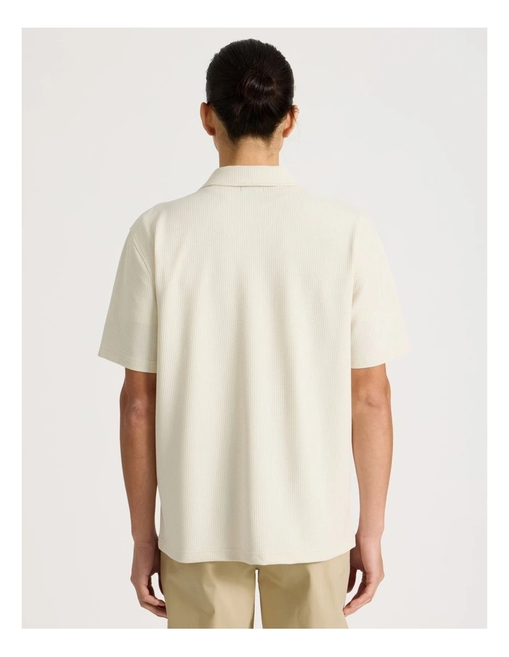 Relaxed Short Sleeve Textured Shirt in Ecru image 6