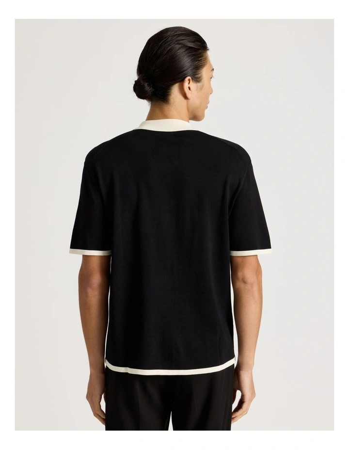 Zip Through Knit Shirt in Black image 5