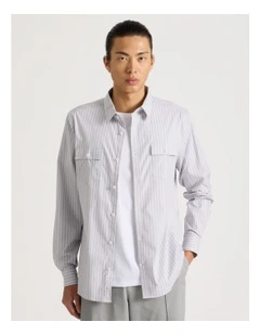 Long Sleeve Striped Shirt in Grey
