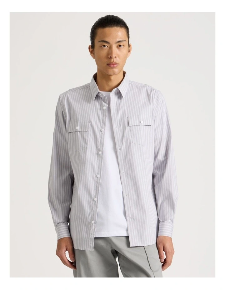 Long Sleeve Striped Shirt in Grey image 4
