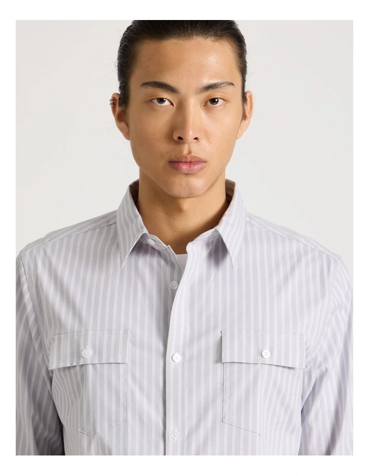 Long Sleeve Striped Shirt in Grey image 6
