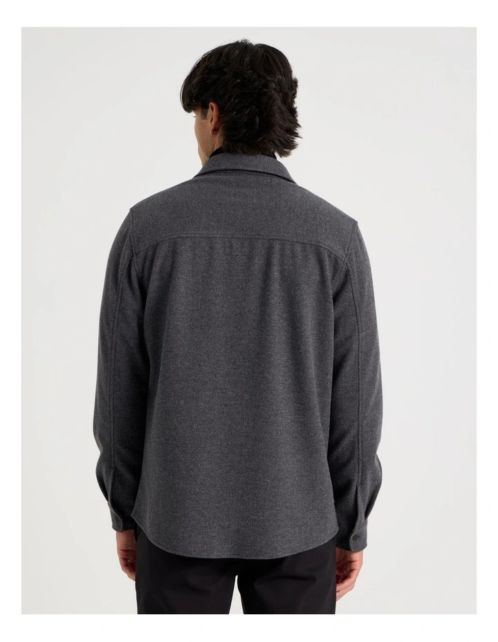 Long Sleeve Relaxed Flannel Shirt in Charcoal image 6