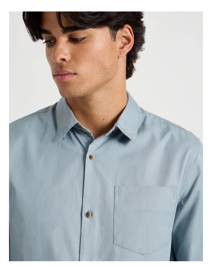 Relaxed Fit Long Sleeve Twill Shirt in Light Blue image 2