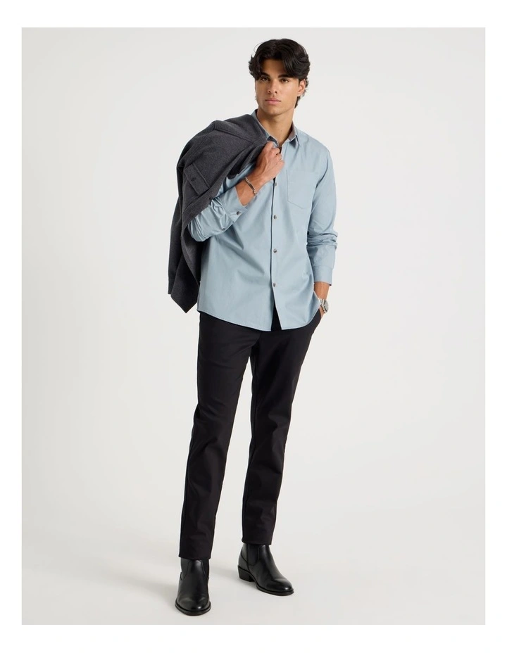 Relaxed Fit Long Sleeve Twill Shirt in Light Blue image 3