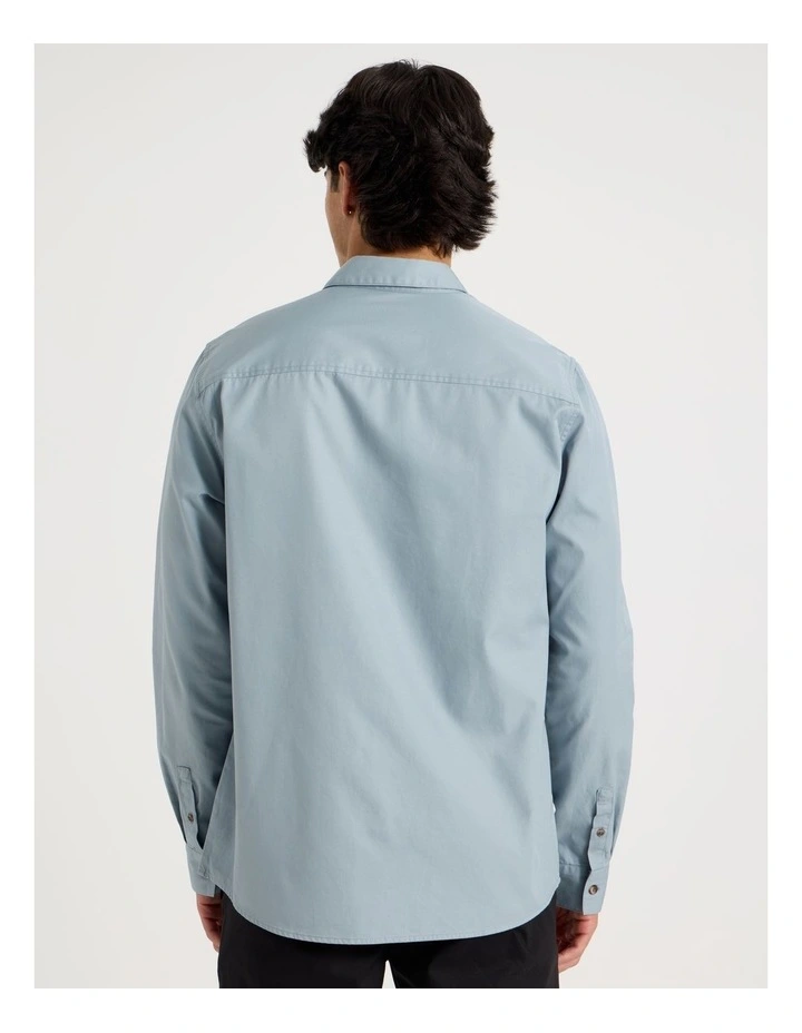 Relaxed Fit Long Sleeve Twill Shirt in Light Blue image 6