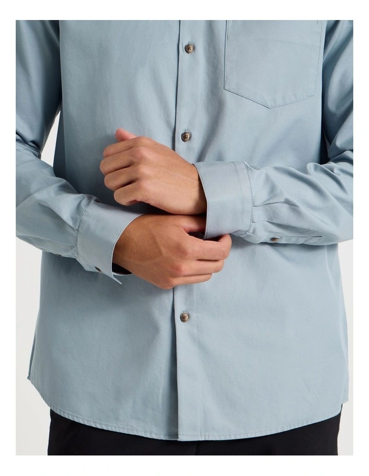 Relaxed Fit Long Sleeve Twill Shirt in Light Blue image 7