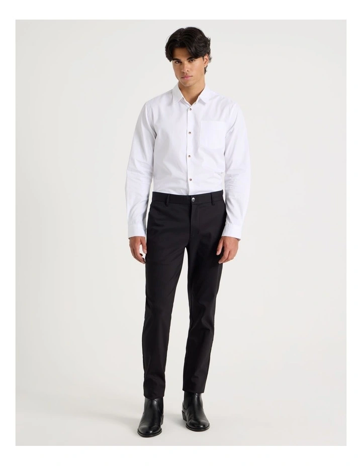 Relaxed Fit Long Sleeve Twill Shirt in White image 3
