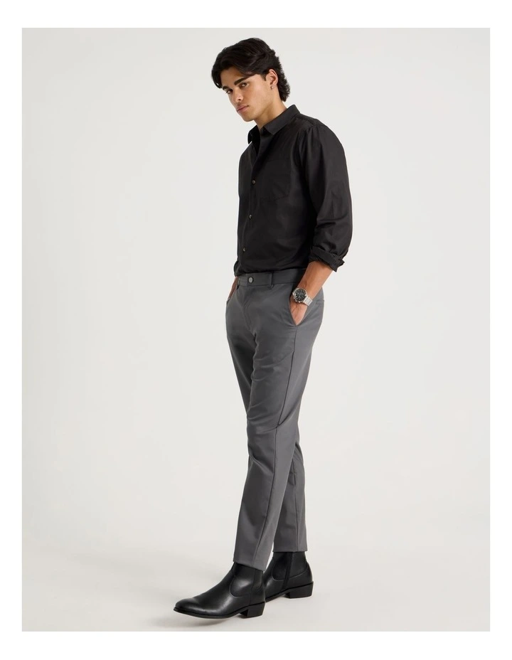 Relaxed Fit Long Sleeve Twill Shirt in Charcoal image 3