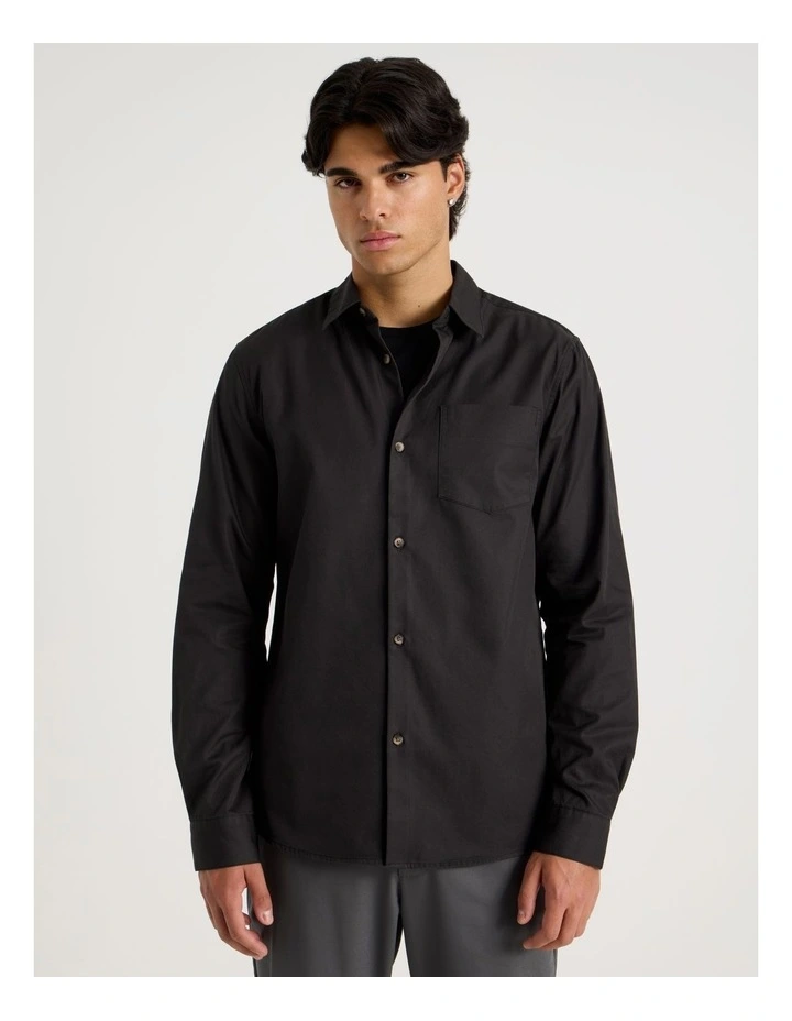Relaxed Fit Long Sleeve Twill Shirt in Charcoal image 5