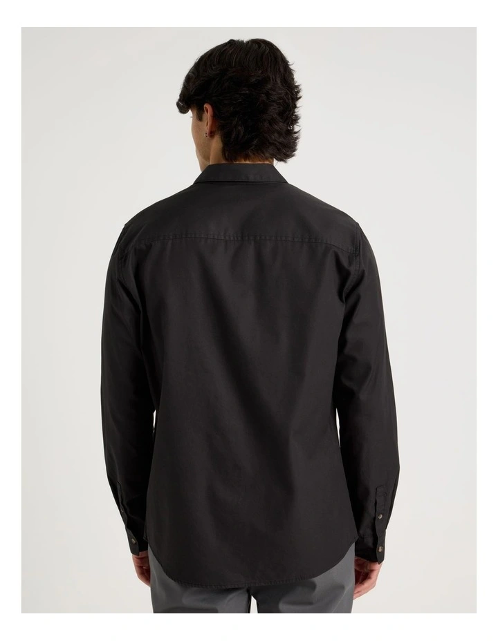 Relaxed Fit Long Sleeve Twill Shirt in Charcoal image 6