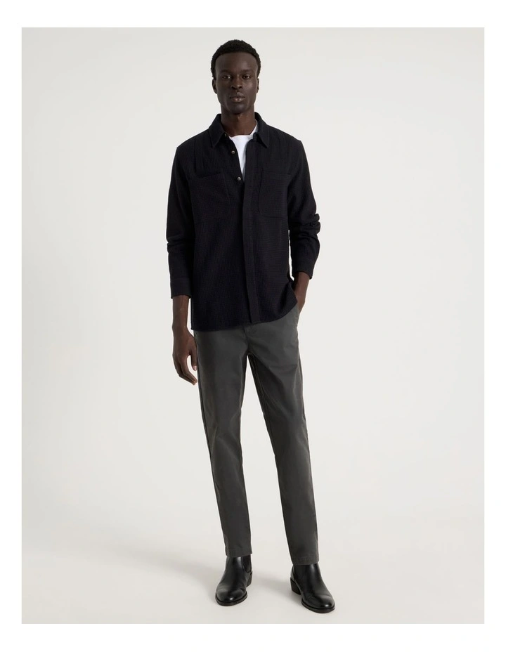 Relaxed Fit Pocket Detail Long Sleeve Shirt in Black image 2