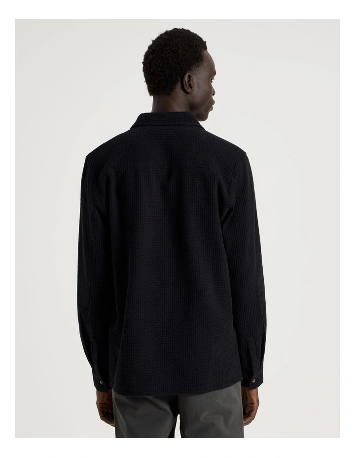 Relaxed Fit Pocket Detail Long Sleeve Shirt in Black image 6