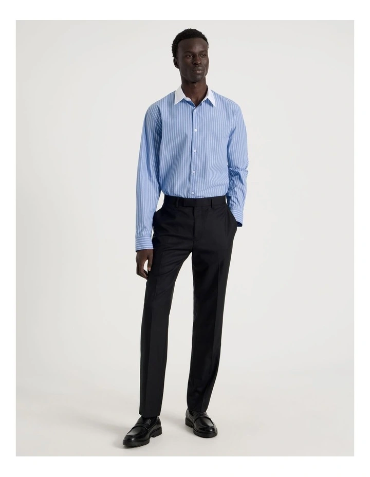 Relaxed Fit Long Sleeve Striped Shirt in Blue image 4