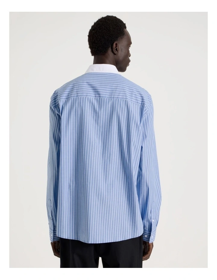 Relaxed Fit Long Sleeve Striped Shirt in Blue image 6
