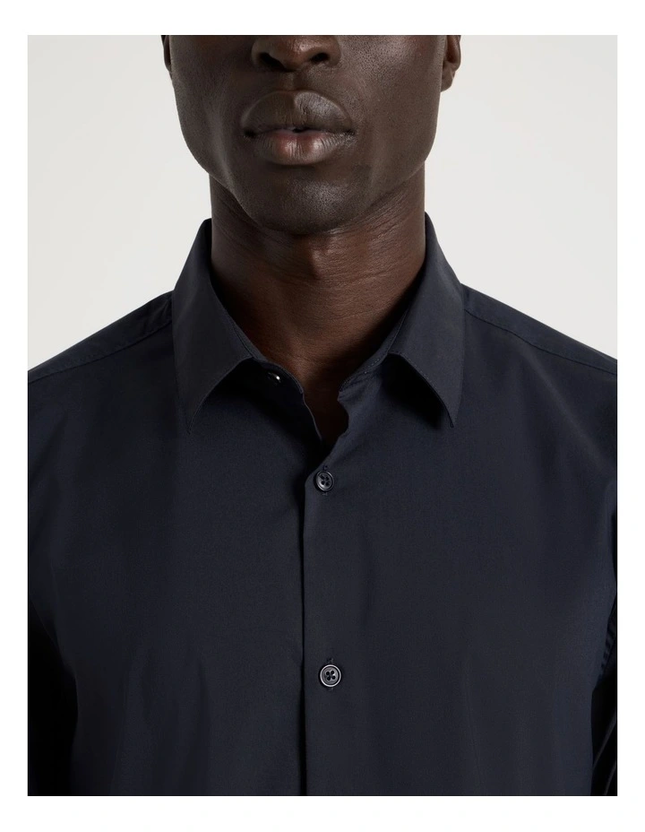 Slim Fit Stretch Long Sleeve Shirt in Navy image 4