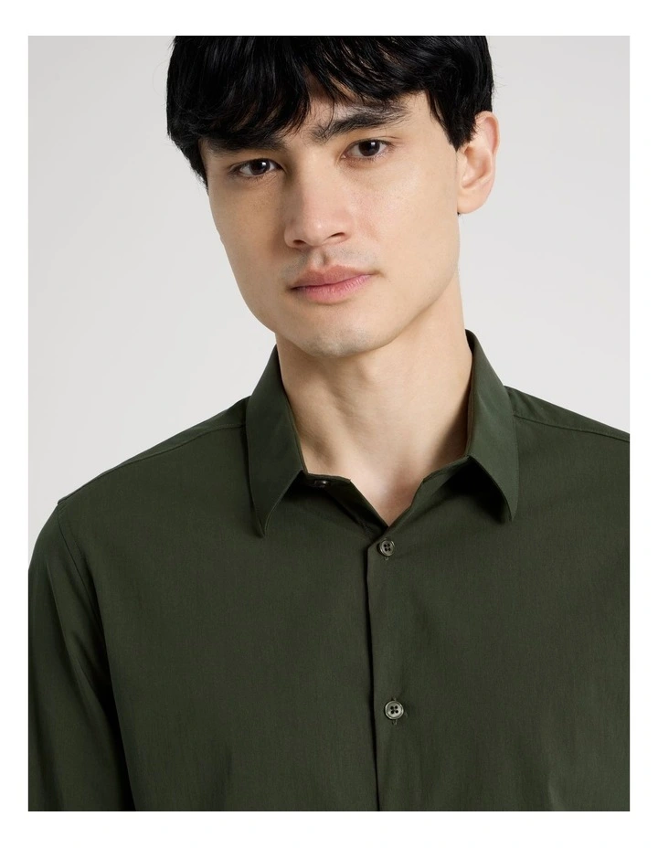 Slim Fit Stretch Long Sleeve Shirt in Khaki image 7