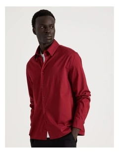 Relaxed Fit Long Sleeve Shirt in Red