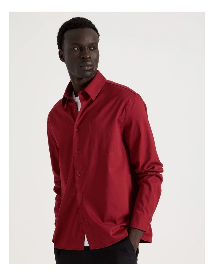 Relaxed Fit Long Sleeve Shirt in Red image 1