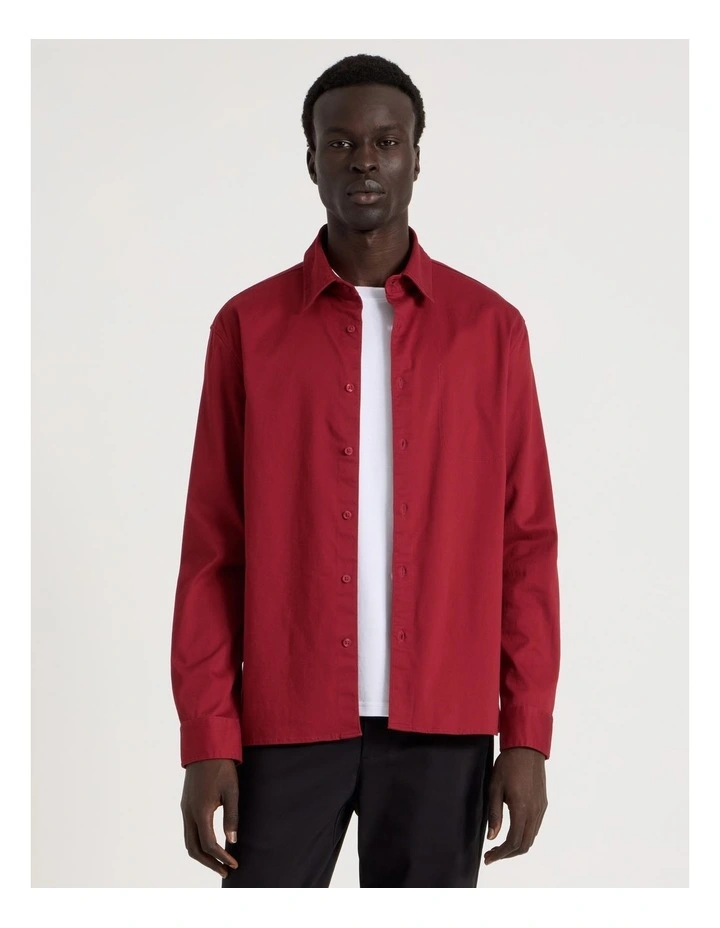 Relaxed Fit Long Sleeve Shirt in Red image 2