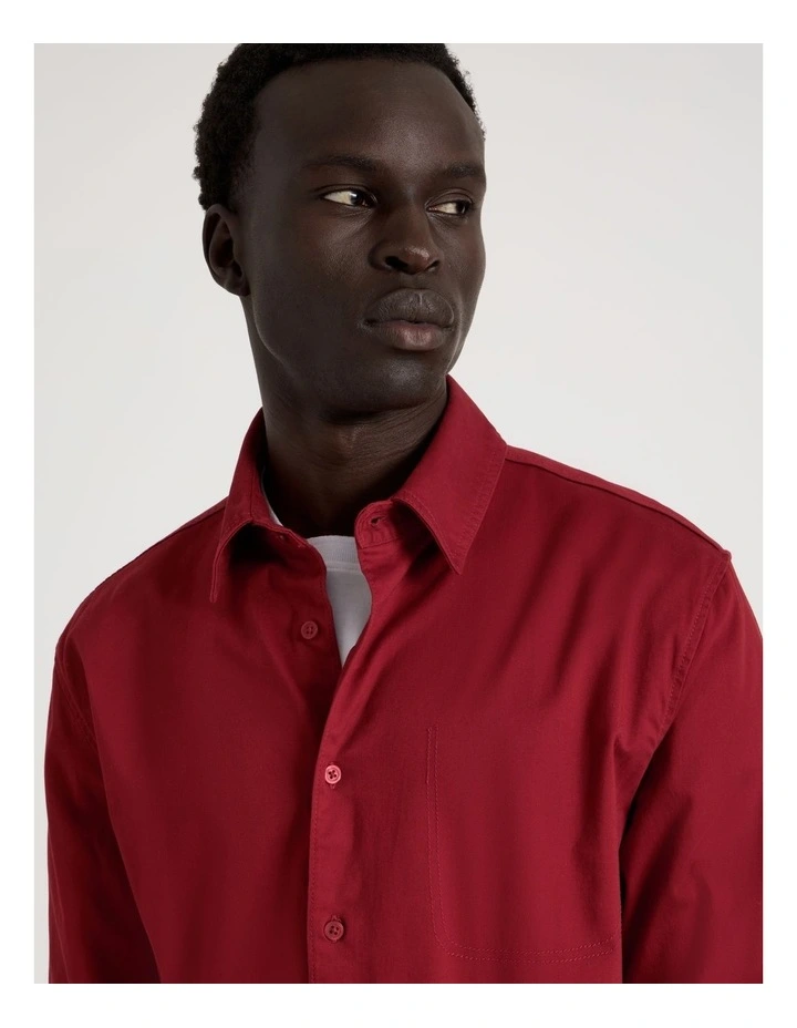 Relaxed Fit Long Sleeve Shirt in Red image 3