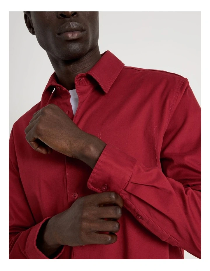 Relaxed Fit Long Sleeve Shirt in Red image 7