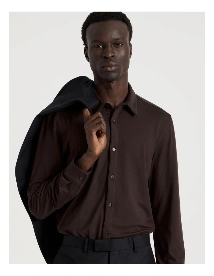 Soft Touch Slim Fit Shirt in Brown image 1