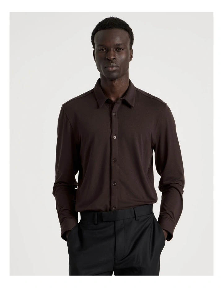 Soft Touch Slim Fit Shirt in Brown image 2