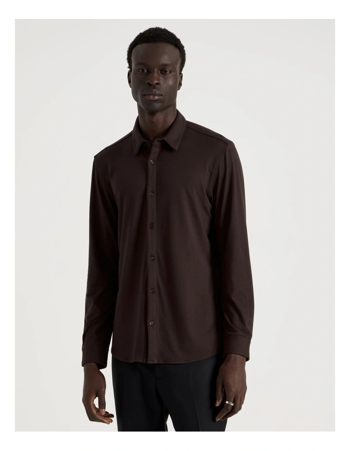 Soft Touch Slim Fit Shirt in Brown image 5