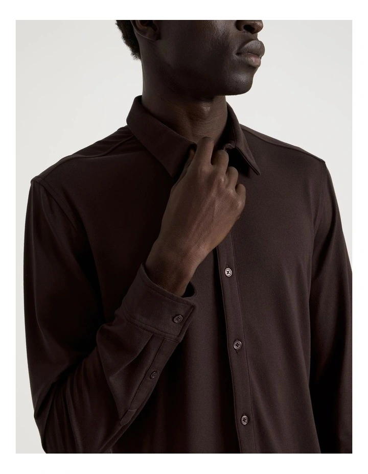 Soft Touch Slim Fit Shirt in Brown image 7