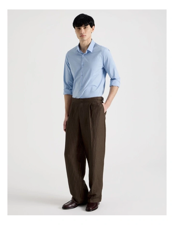 Slim Fit Stretch Long Sleeve Shirt in Blue image 3